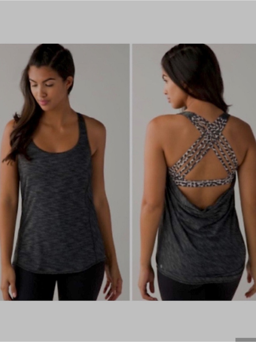 Lululemon Free To Be Wild Tank Heathered Black Ace Spot Bra Size 4
